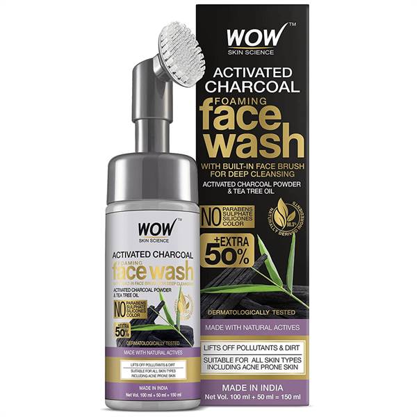 Wow Activated Charcoal Foaming Face Wash With Brush Imported